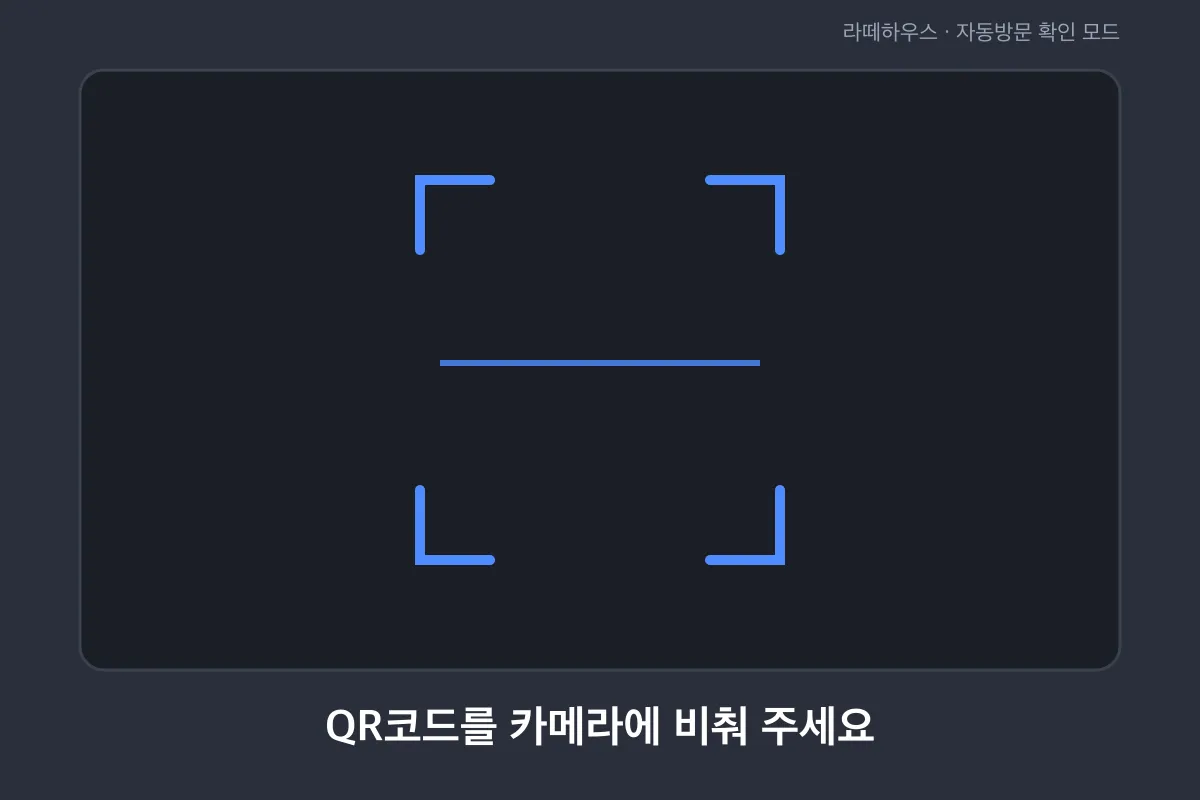 대기 화면 — 손님이 QR을 비추기만 하면 됩니다